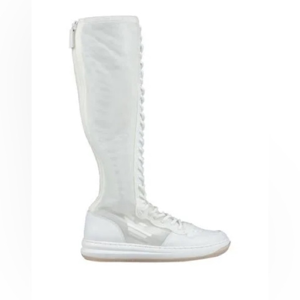 Emporio Armani Knee High Boots - all white and mesh